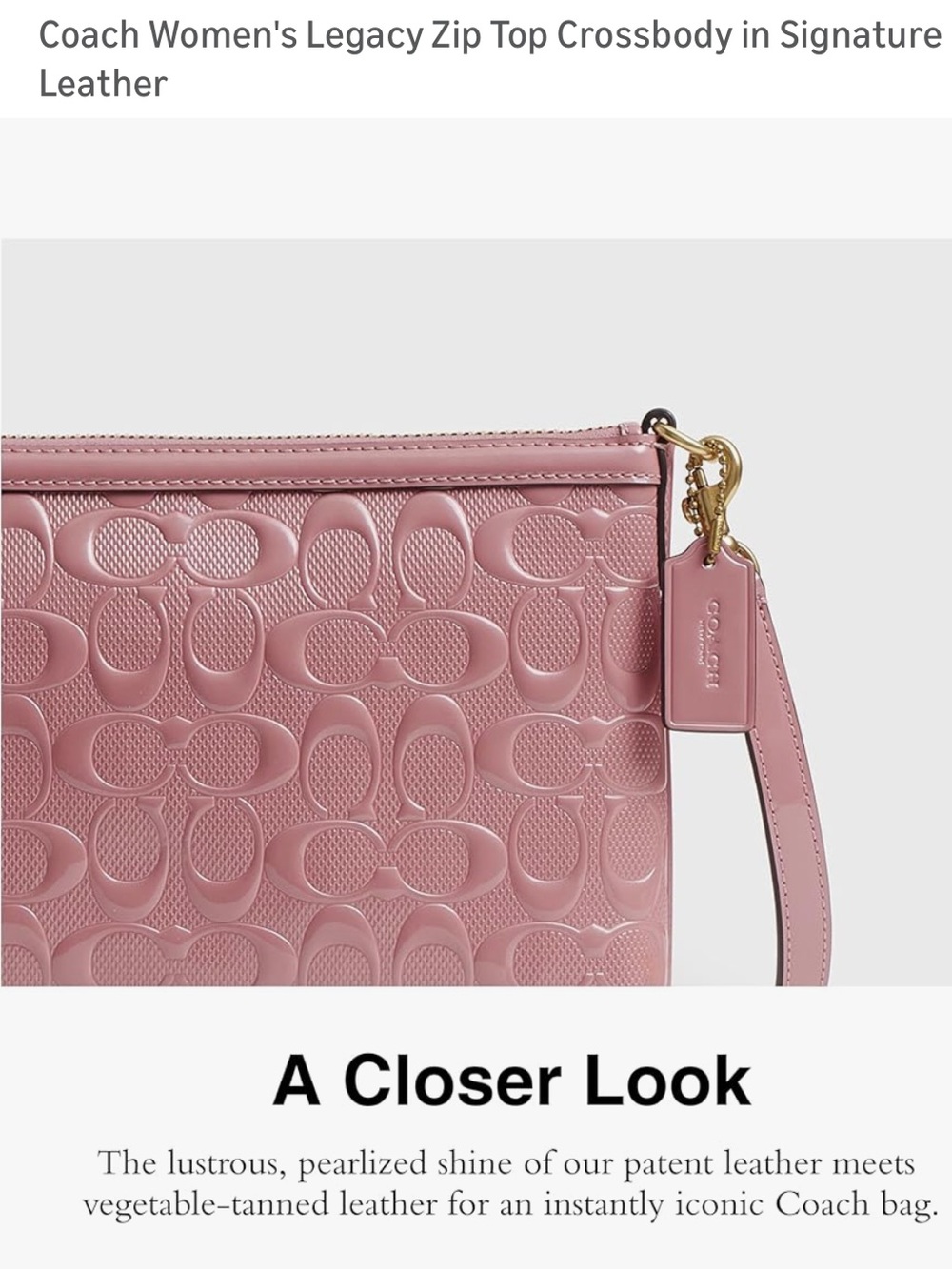 Worn 1x Coach Pink Signature Embossed Leather Crossbody - Picture 2 of 11